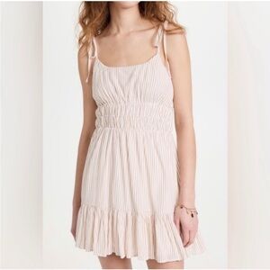 MINKPINK Cream Striped Ruffle Dress